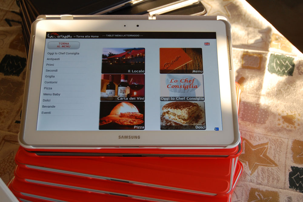 menu su tablet ristorante bergamo pizzeria latterraggio